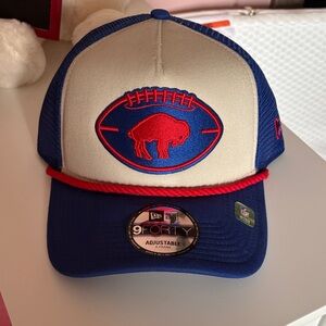 New Era Blue White Red Buffalo Football Trucker Hat